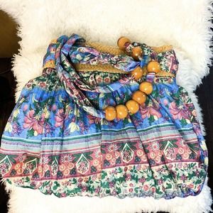 Cottage Core Purse Floral Colorful Bag Beaded Handles Zipper
